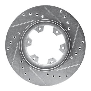 Nissan Pickup Brake Rotor (1) - Front Left - R1 Concepts - Drilled & Slotted - Silver - `85-`02